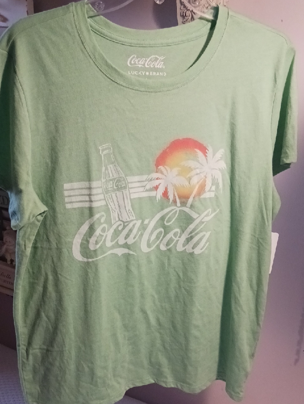 Coca-Cola Mint Green Tee with Sunset Palm Graphic ⚜️🏝🍏